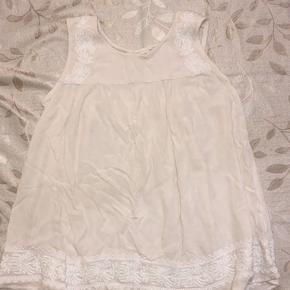 White embroidered tank top
